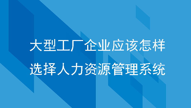 大型工厂企业应该怎样选择人力资源管理系统